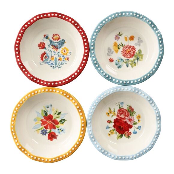 Pioneer Woman Floral Medley Mini Pie Pans 4-Piece Vintage Country 5.5-inch Gift - Picture 1 of 7